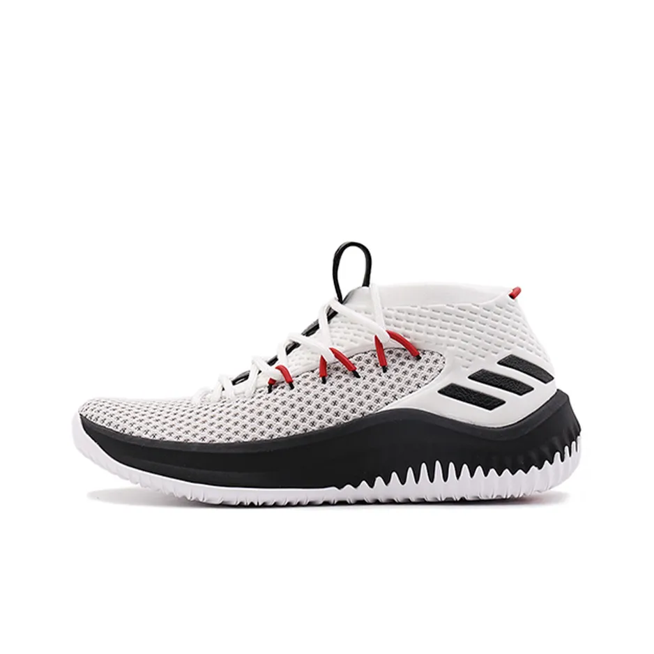 Adidas D Lillard 4 Lillard Slip-resistant Abrasion-resistant Lightweight Low-Top Basketball Shoes Men's White Black Adidas D Lillard 4 Lillard Противоскользящие Устойчивые к истиранию Легкие Низкие Баскетбольные Кроссовки Мужские Белый Черный