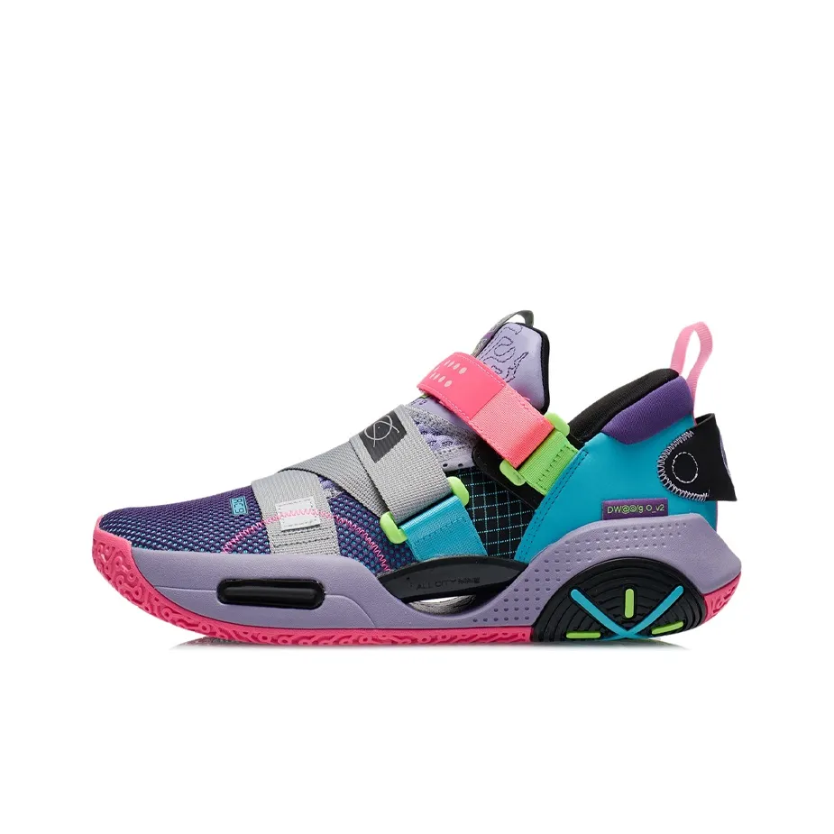 LINING All City 9 V2 Basketball Shoes Men's Low Top Iron Orchid Purple/Sea Wave Blue