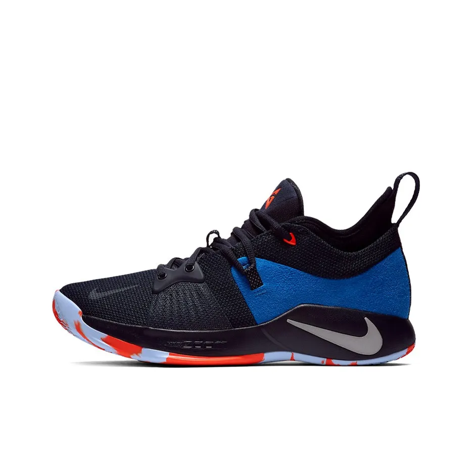 Nike PG 2 EP Амортизаторы Slip-resistant устойчивые к истиранию Низкий топ Баскетбольные кроссовки Мужские Черный Синий