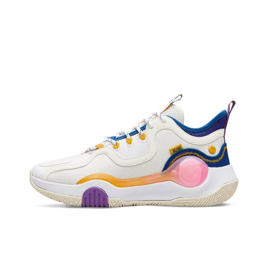 361° AG Volley Шокабойнты Противоскользящие Устойчивые к истиранию MID Баскетбольные кроссовки Мужские Белый Желтый