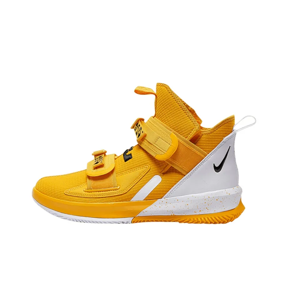 Nike Zoom Soldier 13 Амортизаторы Устойчивые к истиранию Высокий топ Баскетбольные кроссовки Мужские Желто-белые