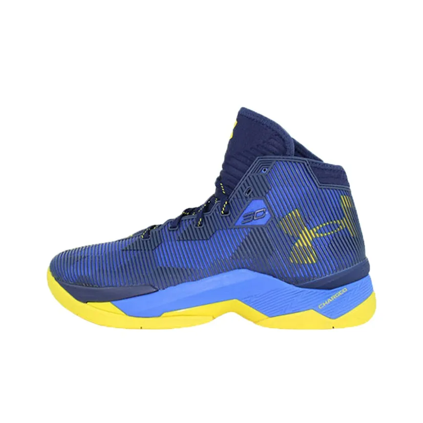 Under Armour Curry 2.5 Basketball Shoes Men High Top Team Royal/Midnight Blue/Rental Yellow