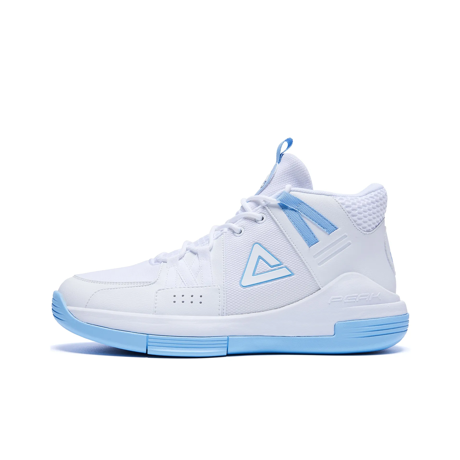 PEAK Амортизация Противоскользящие Устойчивые к истиранию Покрытие Поддержка Высокие Баскетбольные Кроссовки Мужские Белые и Синие