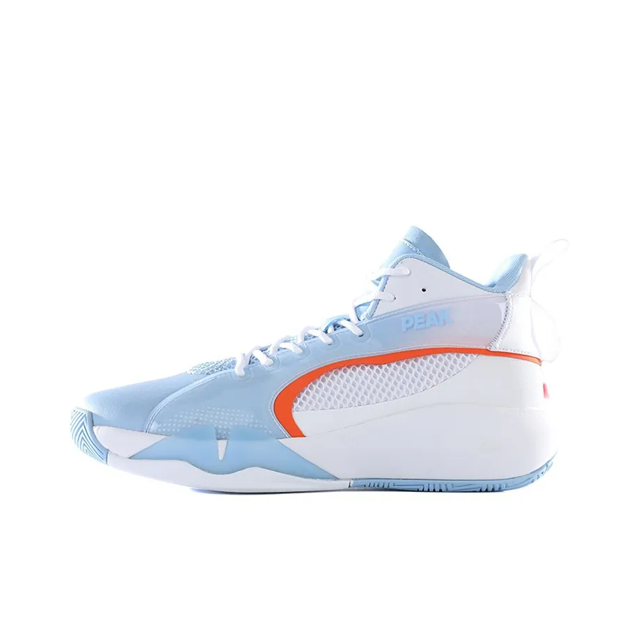 PEAK Shock Absorbers Slip Resistant, Abrasion Resistant, Breathable High Top P MOTIVE Basketball Shoes Men's Blue White