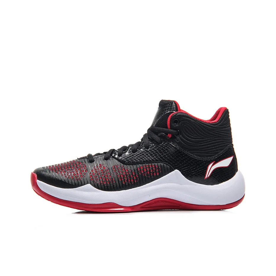 LINING SONIC 5 MID Топ Баскетбольные кроссовки Мужской Черный Красный