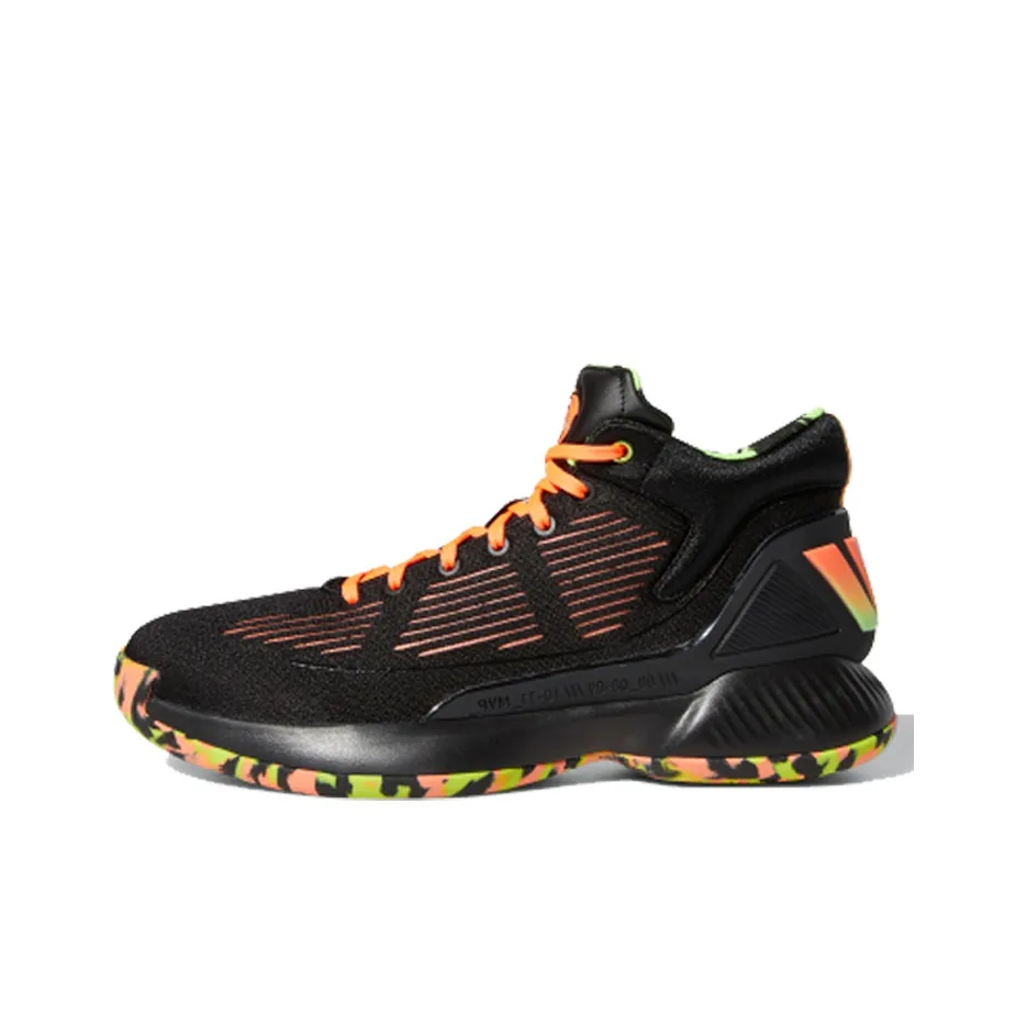 Adidas D Rose 10 Амортизация MID Топ Баскетбольные кроссовки Мужской Черный Оранжевый Зеленый