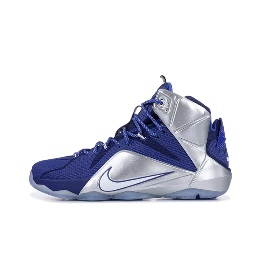 Nike LeBron 12 What If Джеймс 12 Нелипкий Легкий Высокий Топ Баскетбольные Кроссовки для Игры Мужской Серебристо-Синий