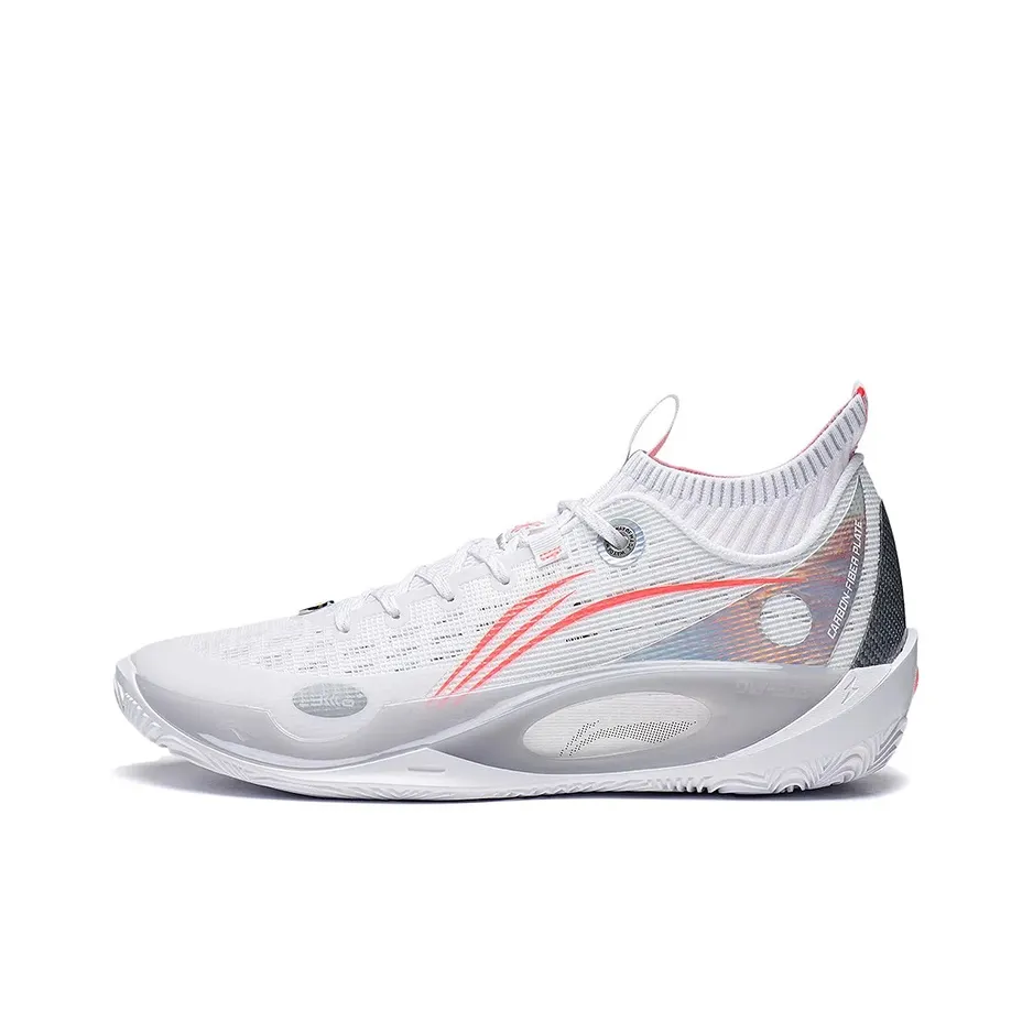 LiNing 808 2 ULTRA Ultra Cushioning Anti-Slip And Wear-Resistant High-Top Performance Basketball Shoes White Gray Red