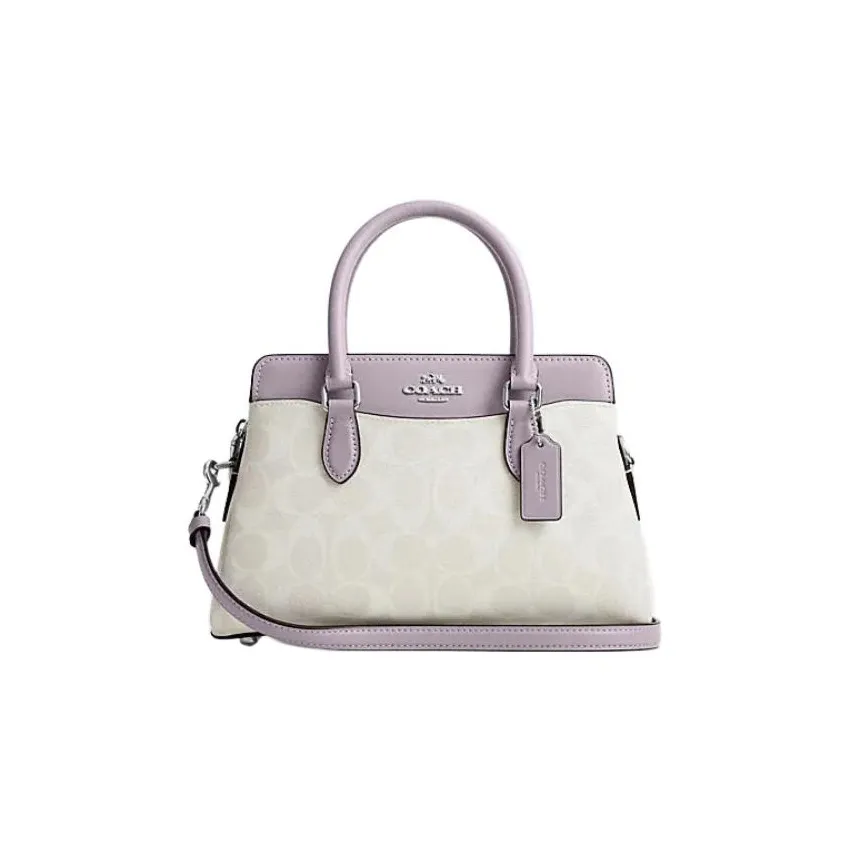 COACH Darcie PVC Tote Bag, Shopping Bag, Shoulder Bag, Crossbody Bag, Handbag Mini Women's Purple & White