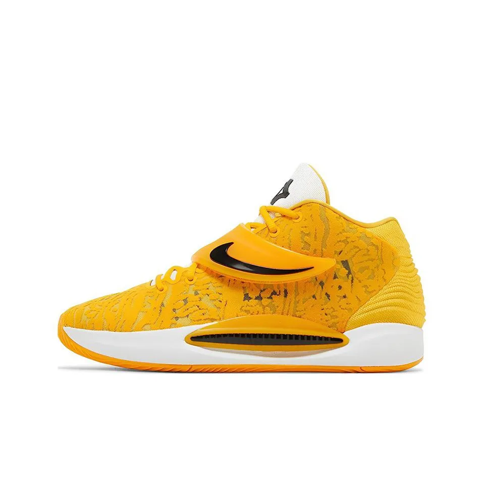 Nike KD 14 TB Promo KD 14 Амортизаторы Slip-resistant Abrasion-resistant MID Баскетбольные кроссовки Мужские Желтый Белый