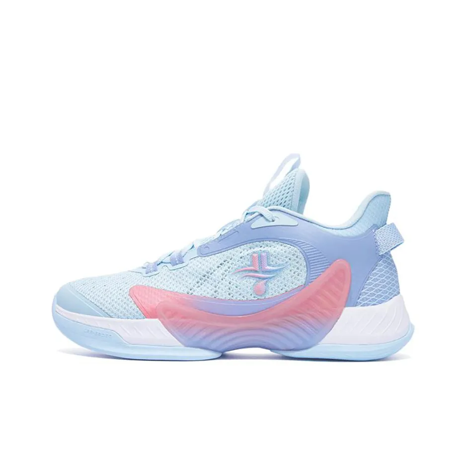 XTEP Slip-resistant Abrasion-resistant Breathable Low-Top Basketball Shoes Men's Blue Pink Light Purple XTEP Противоскользящие Устойчивые к износу Дышащие Низкие Баскетбольные Кроссовки Мужские Синий Розовый Светлый Фиолетовый