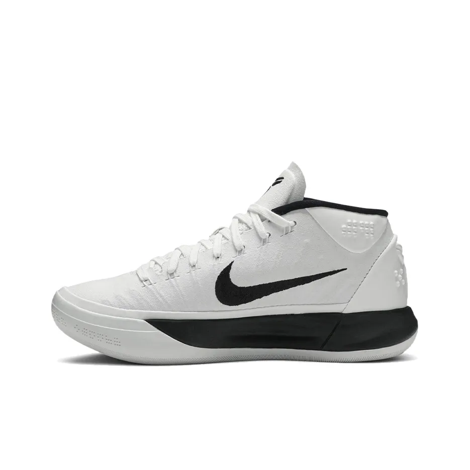 Nike Kobe AD TB Коби Shock Absorbers Slip-Resistant MID Топ Баскетбольные кроссовки для игры Мужской Белый Черный