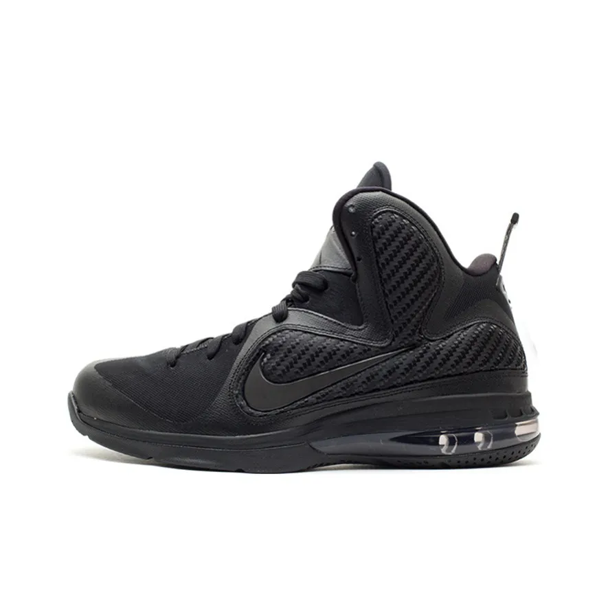 Nike Lebron 9 Triple Black Slip-Resistant Abrasion-Resistant MID Баскетбольные кроссовки Мужские Черные