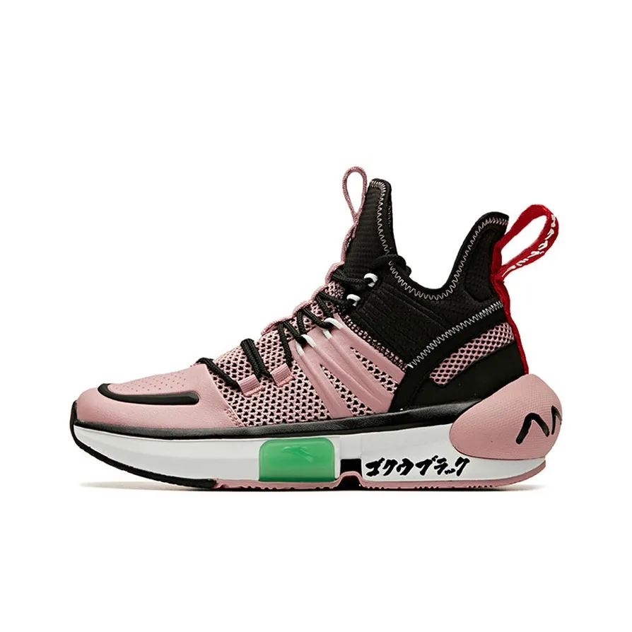 Dragon Pearl x ANTA Амортизирующие шоки Slip-resistant и устойчивые к истиранию MID Баскетбольные кроссовки Женские Черный Розовый