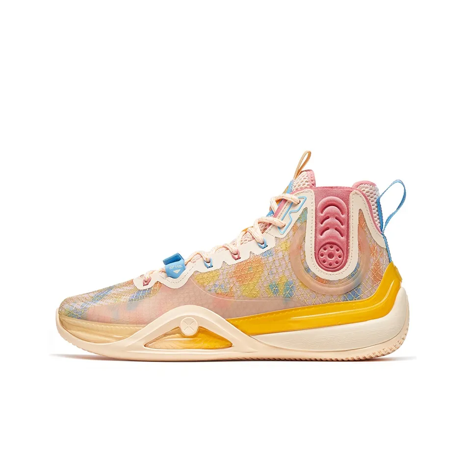 XTEP Royal Wind Generation Cushioning Anti-Slip And Wear-Resistant High-Top Basketball Shoes Men's Orange Pink