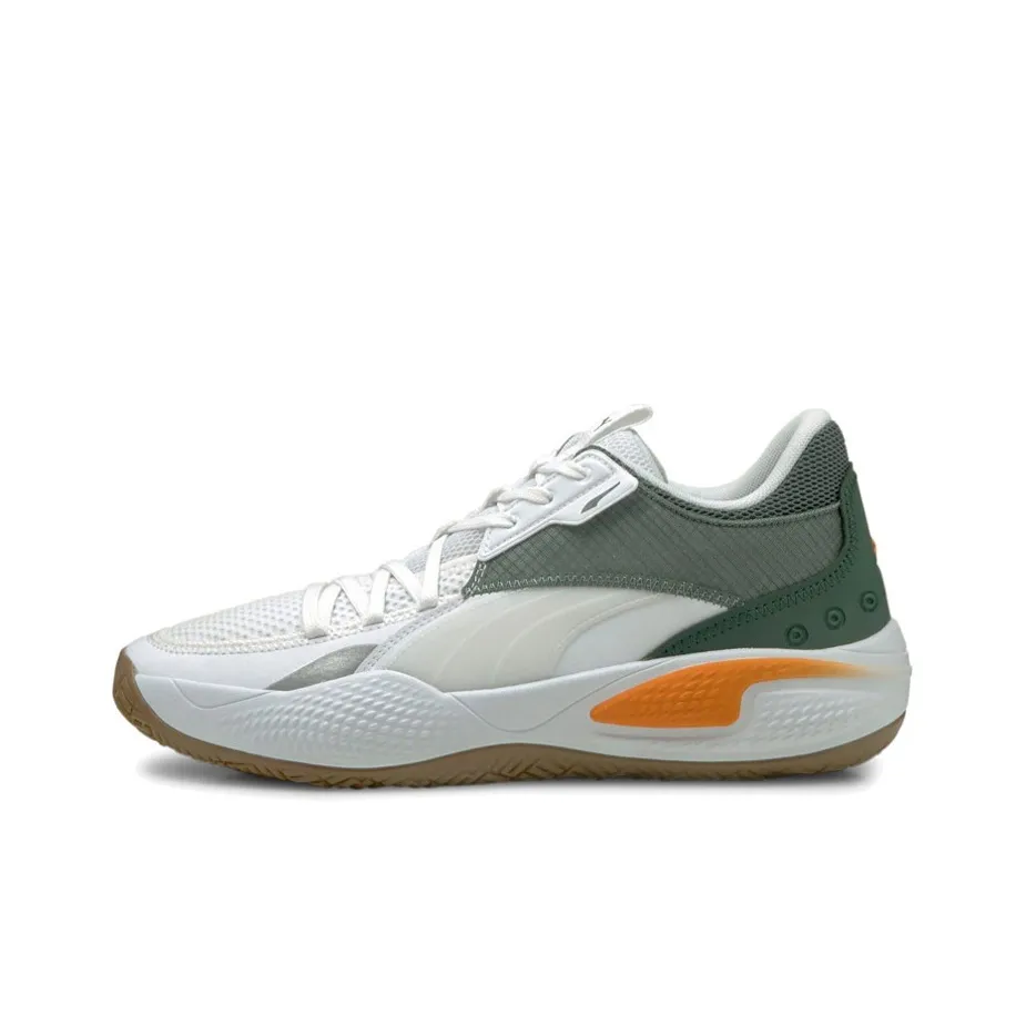 PUMA Court Rider Устойчивые к истиранию Низкие Баскетбольные Кроссовки для Игры Мужские Белые Серые