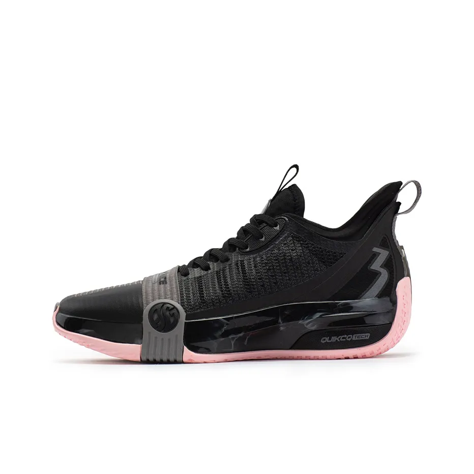361° Chan 3 Pro Meteorite Cushioning Anti Slip And Wear Resistant Mid Top Performance Basketball Shoes Men's Black Pink