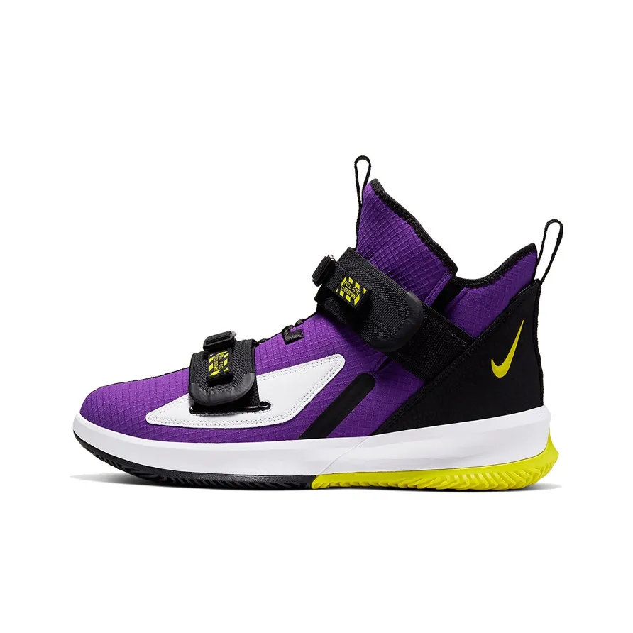 Nike Zoom Soldier 13 Basketball Shoes Men Mid Top Purple Gold