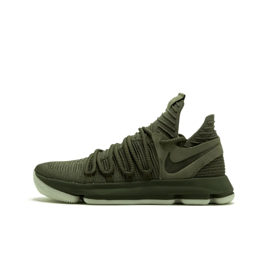 Nike KD 10 "Оливковый" Game Ready Non Lower Skirt Легкий MID Баскетбольные кроссовки Мужской Olive Green