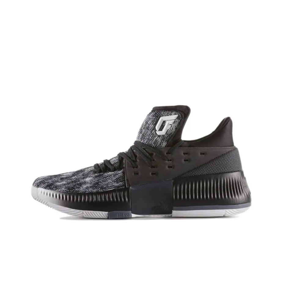Adidas D Lillard 3 Slip-Resistant Покрытие Низкие Баскетбольные Кроссовки для Игры Мужские Черный Белый Серый
