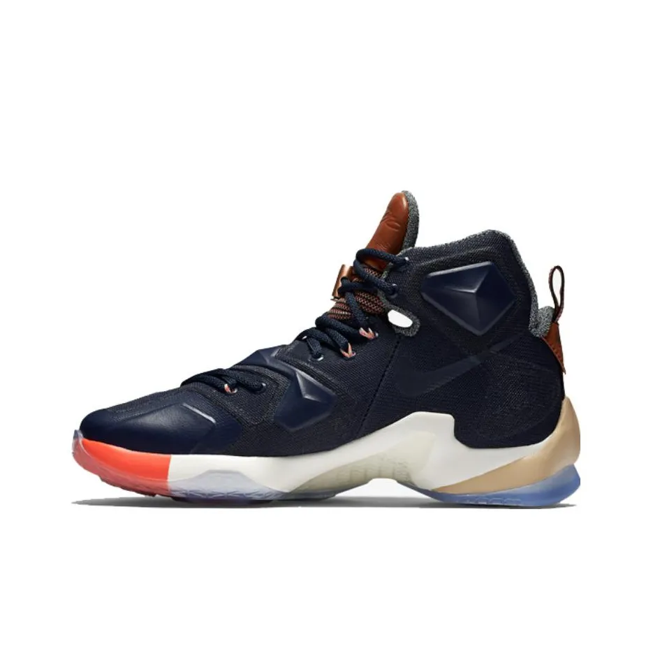 Nike Lebron 13 EXT Luxbron Амортизация Противоскользящий Легкий MID Топ Баскетбольные кроссовки Мужской Джинсовый синий