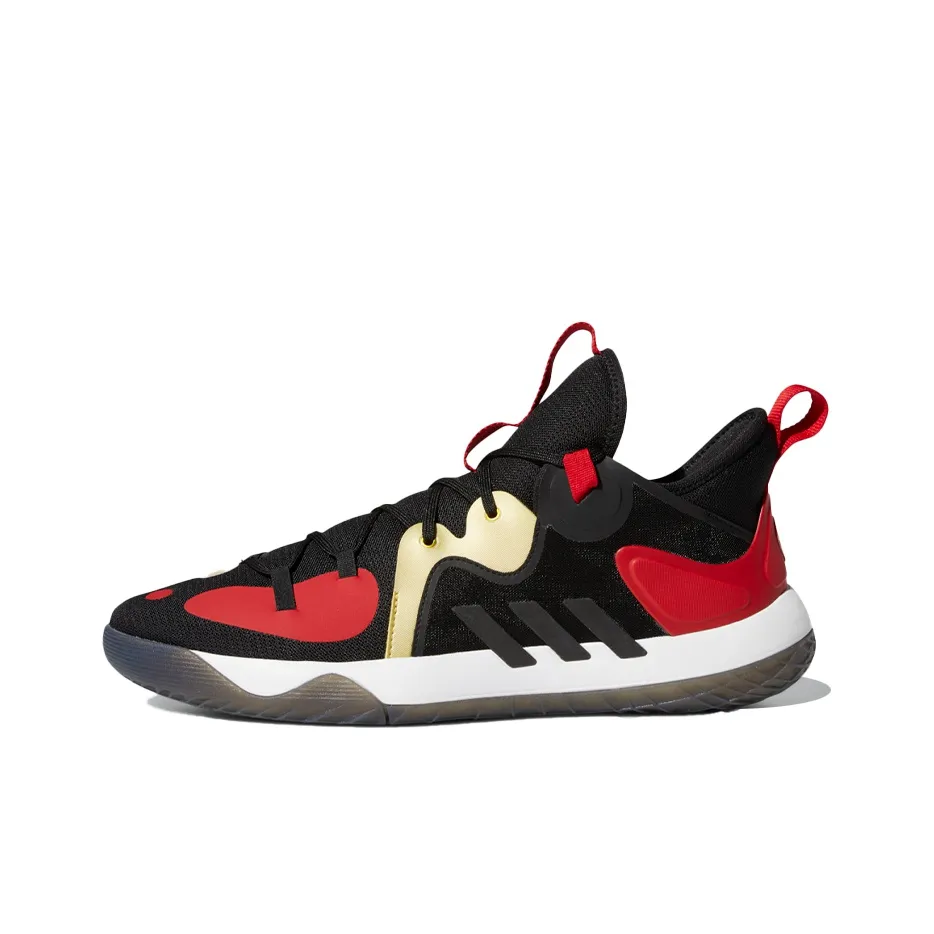 Adidas Harden Stepback 2 Амортизирующие шоки Устойчивые к истиранию Низкий топ Баскетбольные кроссовки Мужские Черный Красный
