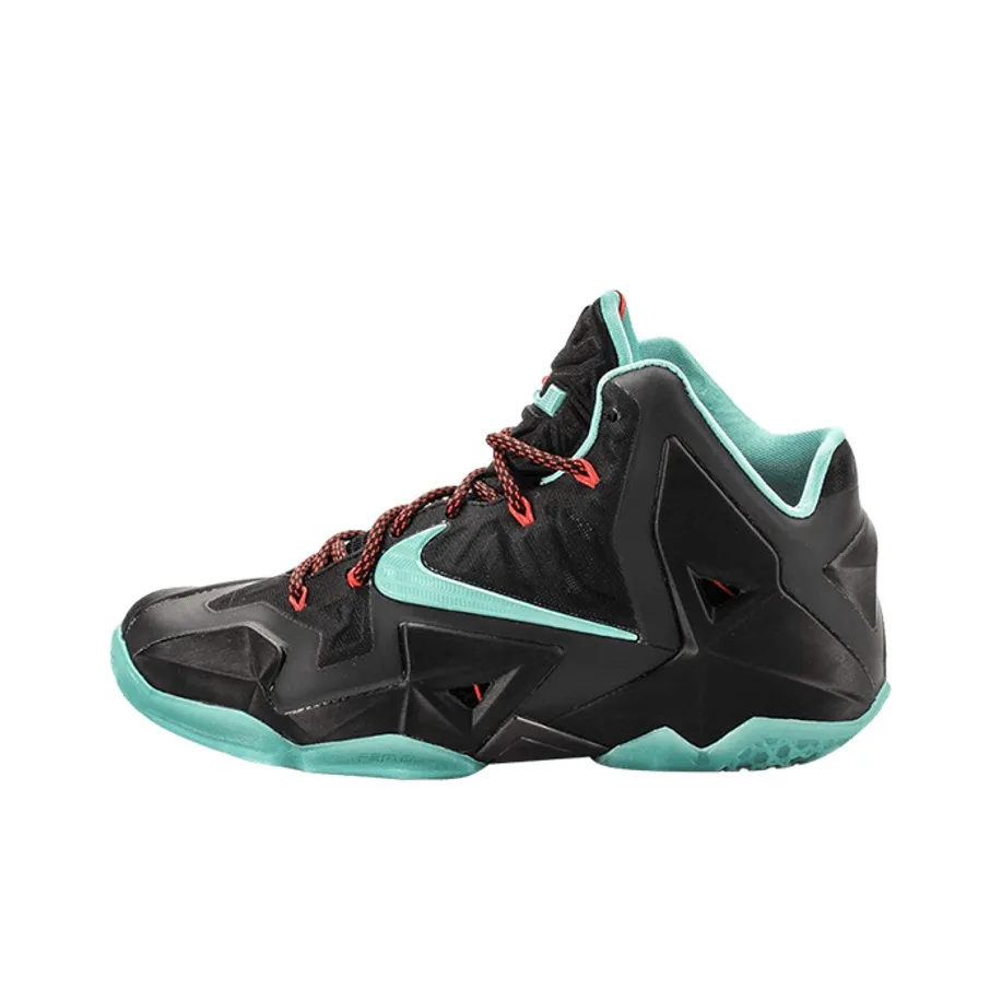 Nike Lebron 11 Diffused Нефритовый Джеймс 11 Non Slip Легкий Высокий Топ Баскетбольные кроссовки Мужской Черный Зеленый