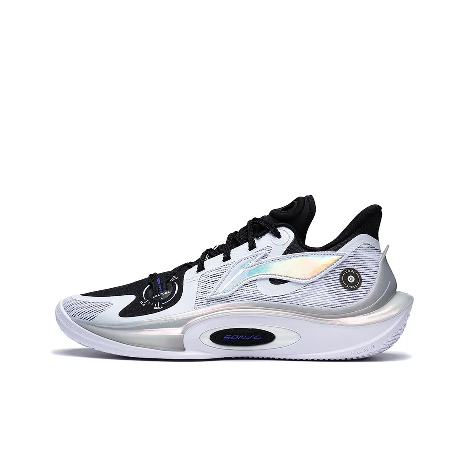 LiNing SONIC 11 Stars Abrasion Resistant Breathable Low Top Basketball Shoes Men's White Black Silver