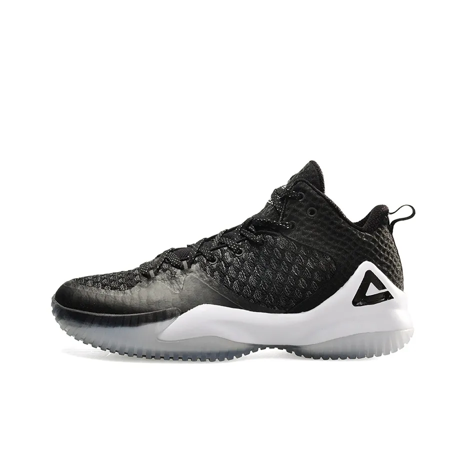PEAK Shock Absorbers With Slip Resistant And Abrasion Resistant Properties Mid Top Basketball Shoes Men's Black Gray