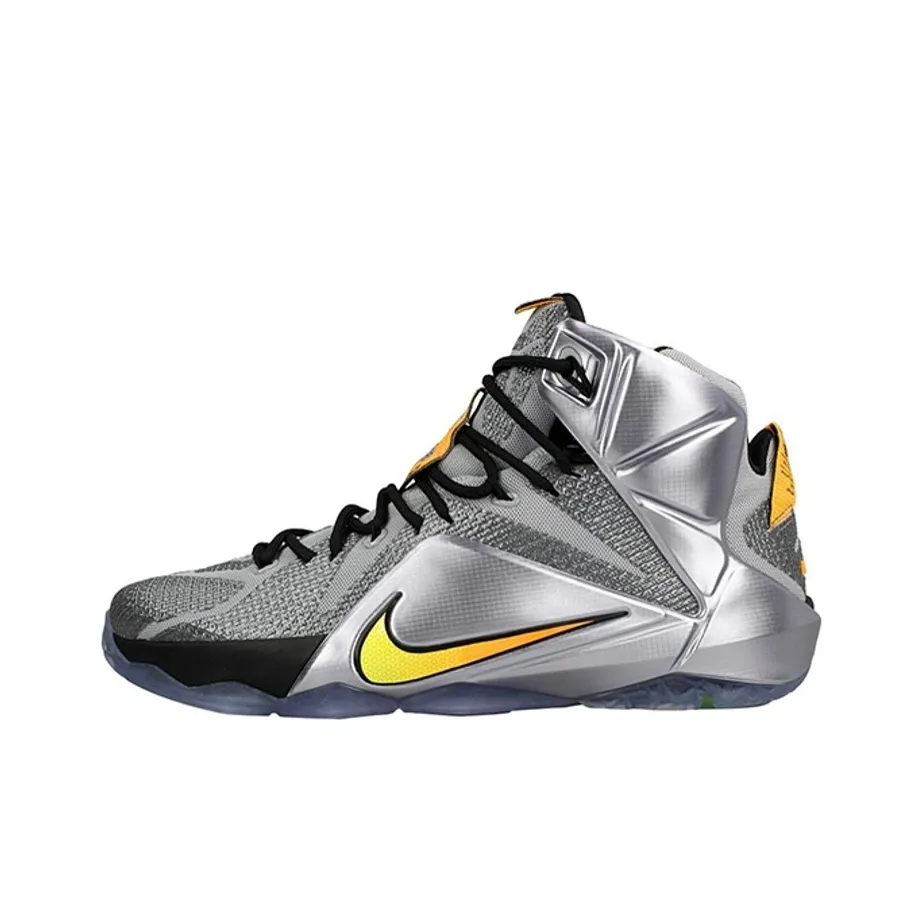 Nike Lebron 12 Pilot Non Slip Легкий Высокий Топ Баскетбольные Кроссовки Мужские Серебристо-Серый