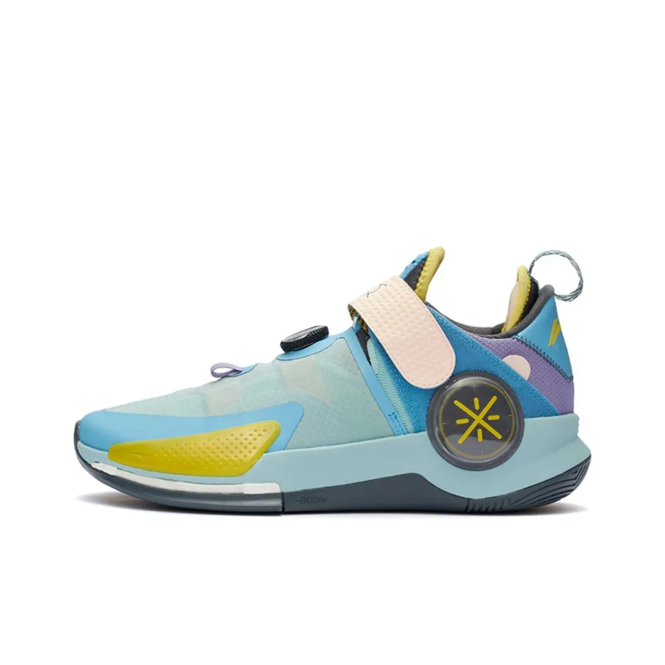 LINING Basketball Shoes Men's Low Top Egg Shell Blue/Norway Blue/Light Blue Purple