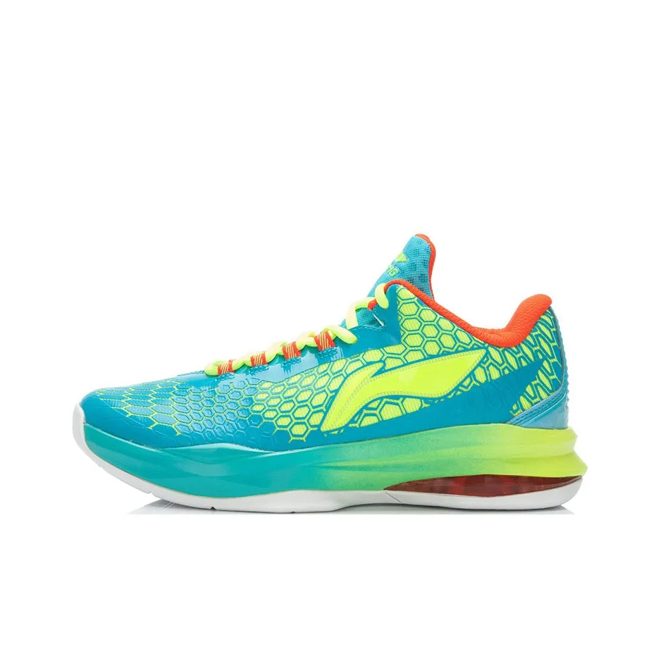 LiNing Unit Bow 2 Abrasion Resistant Low Top Basketball Shoes Men's Blue Green