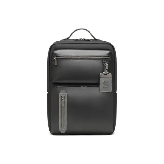 SAMSONITE Cow Leather Laptop Backpack Regular Men's Black