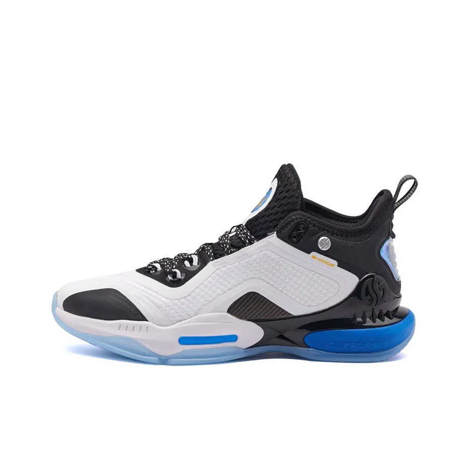 361° AG 2 Cushioning Anti-Slip Wear-Resistant Breathability Mid-Top Performance Basketball Shoes White Black Blue