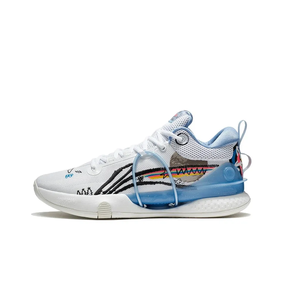 LiNing Speed 8 Cushioned Slip Resistant Abrasion Resistant Low Top Performance Basketball Shoes Men's White Blue
