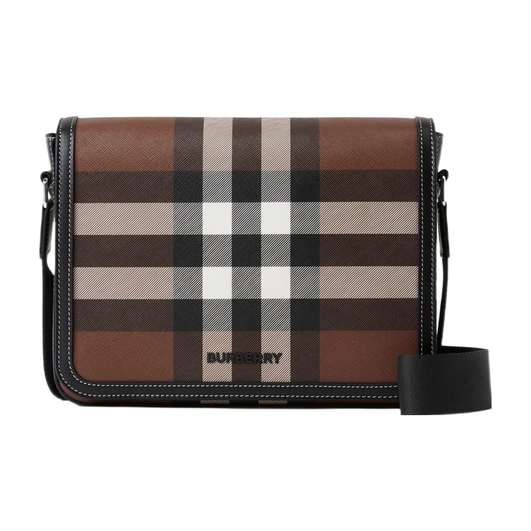 Burberry Cow Leather Messenger Bag Shoulder Bag Crossbody Bag Small Size Men's Dark Birch Brown