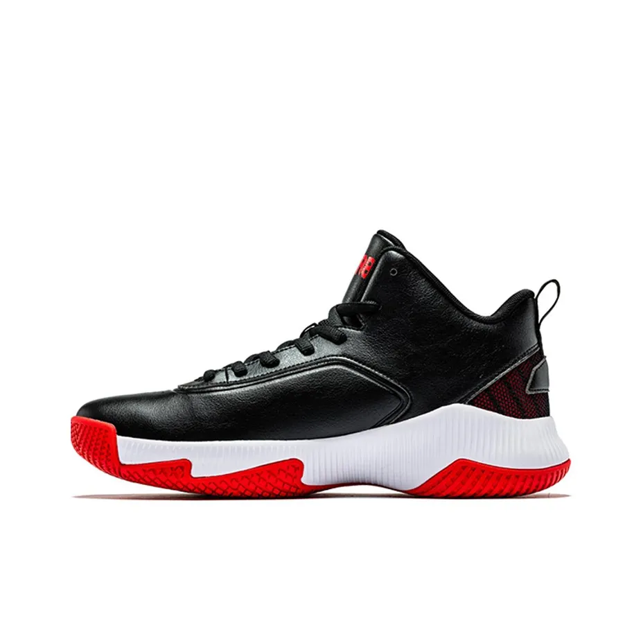 QIAODAN Амортизаторы Shock Slip-resistant Abrasion-resistant Легкие MID Топ Баскетбольные кроссовки Мужские Черные Красные