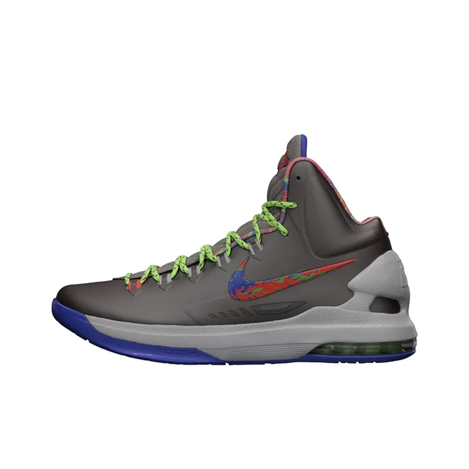 Nike KD 5 Splatter Non slip Lightweight High Top Basketball Shoes Men's Gray