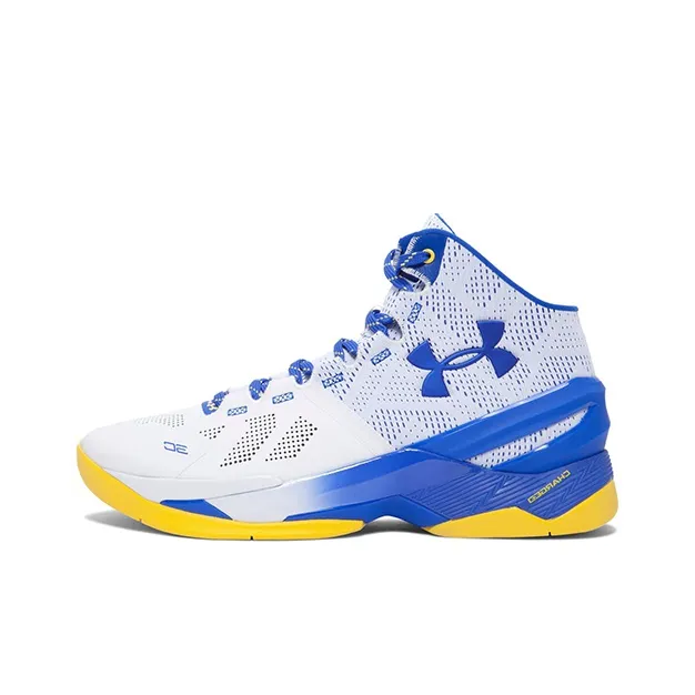 Under Armour Curry 2 Dub Nation Домашний Curry Домашний High Топ Баскетбольные кроссовки Мужской Белый и синий
