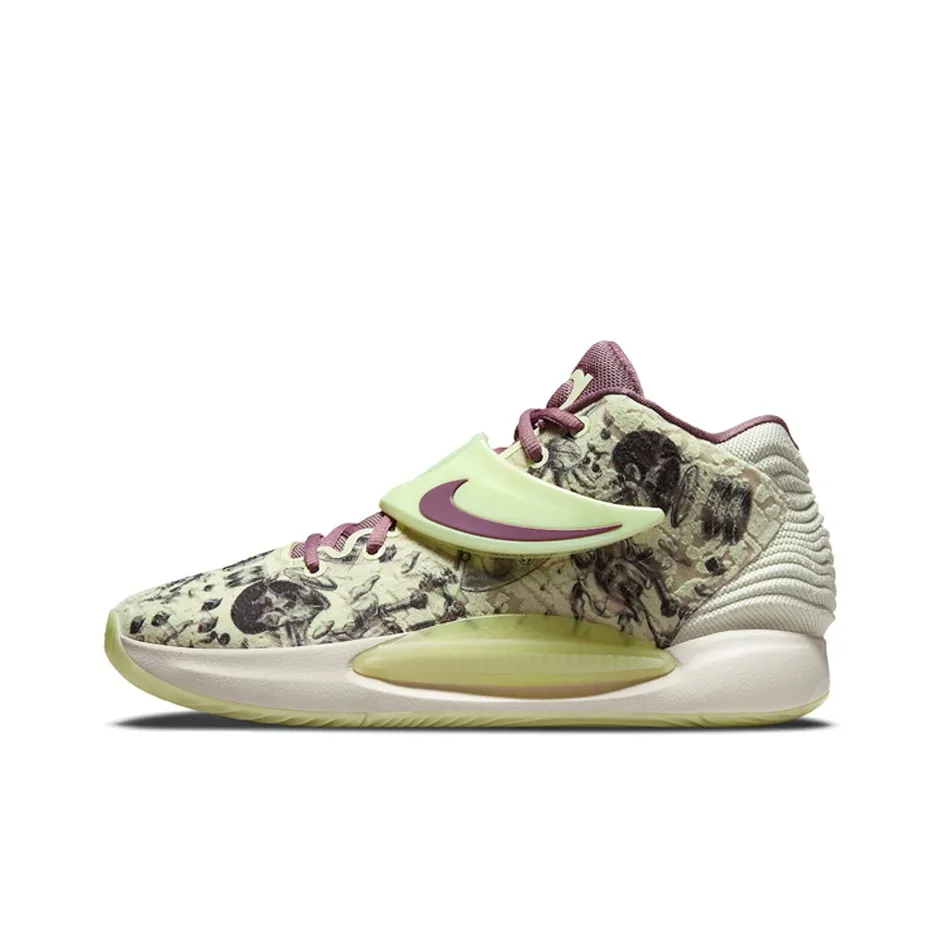 Nike KD 14 Surrealism Цвет KD MID Топ Баскетбольные кроссовки Unisex Light Зеленый Международная версия