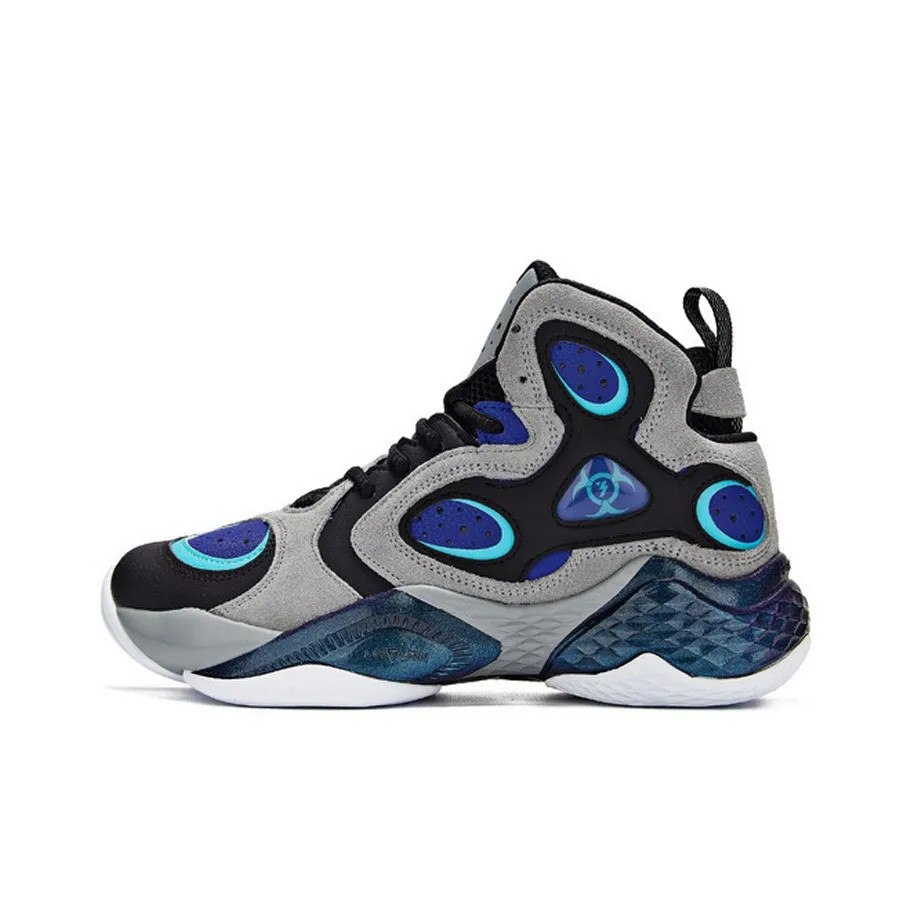 361° Cushioned Slip Resistant High Top Basketball Shoes Men's Gray Blue