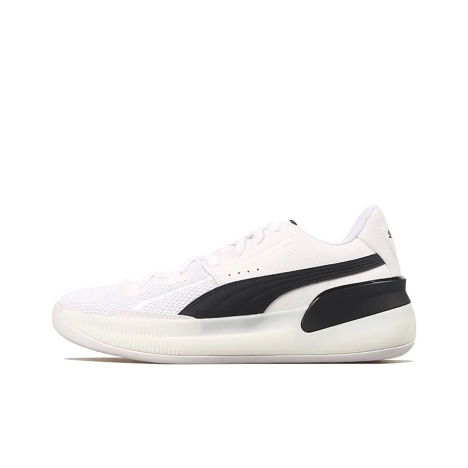 PUMA Clyde Hardwood Team Устойчивые к истиранию Низкие Баскетбольные Кроссовки для Игры Унисекс Белый Черный