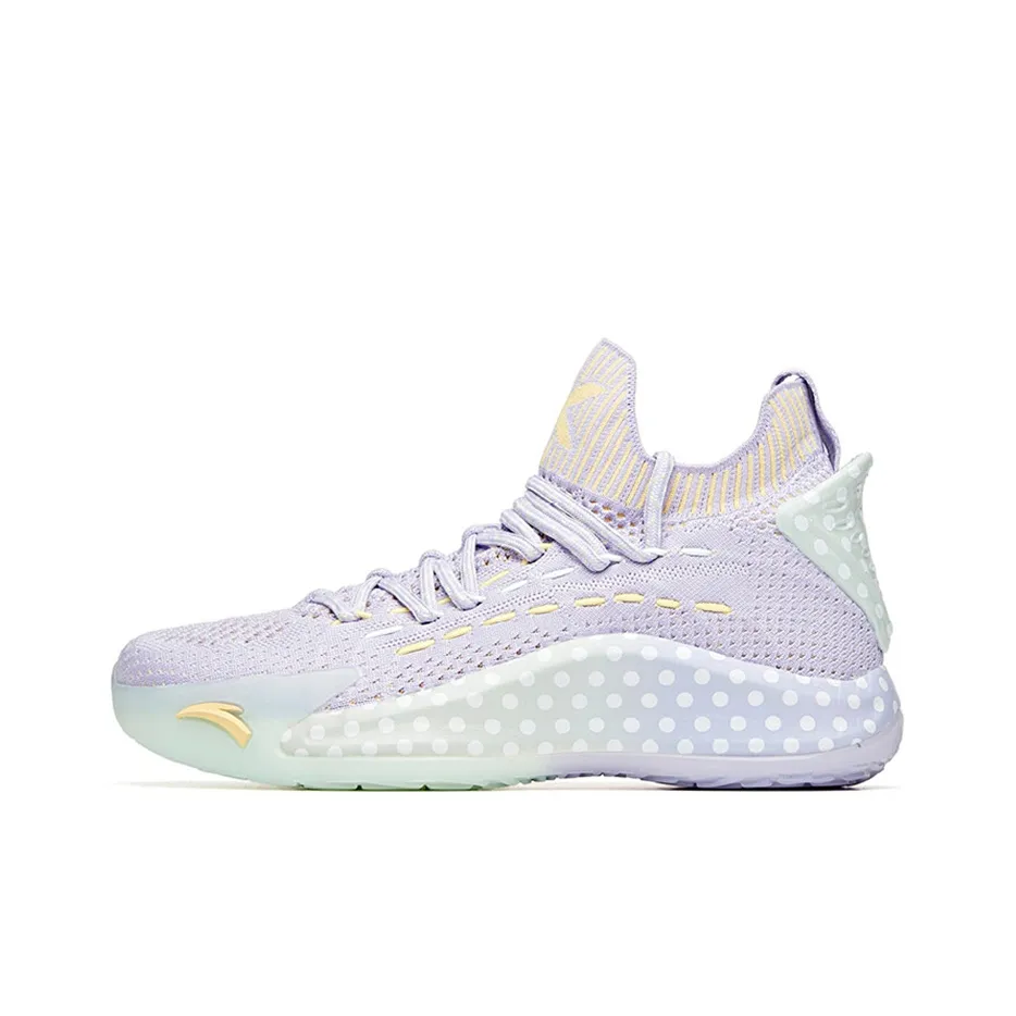 PECHOIN x Anta Cushioned Slip Resistant Abrasion Resistant Mid Top Basketball Shoes Women's Purple Green