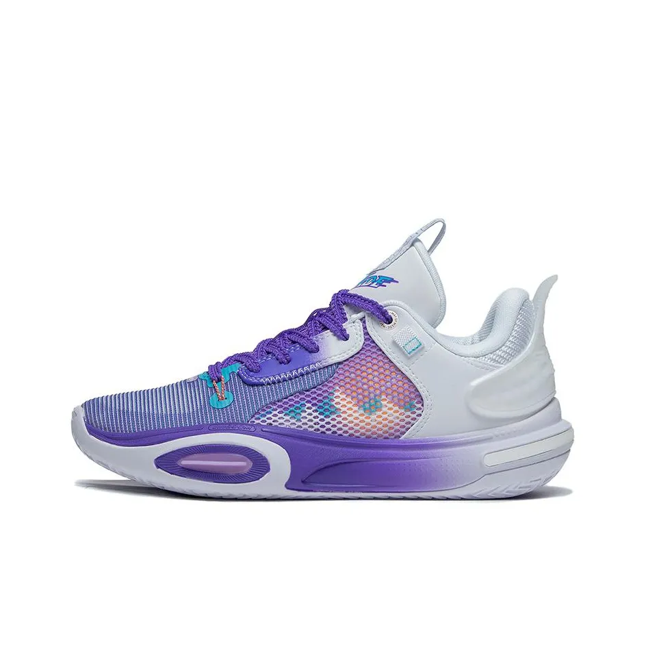 LINING All City 11 Youth Basketball Shoes Unisex Low Top Gray/Purple