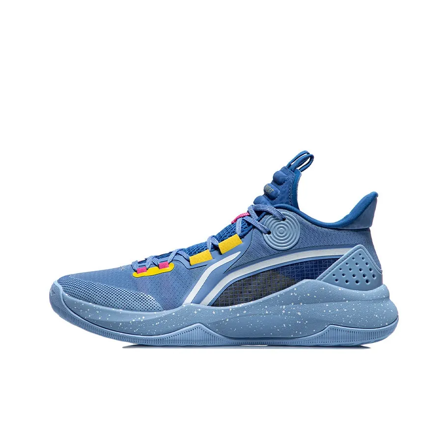 LiNing Combat Low Slip-Resistant Cushioning Wear-Resistant Low-Top Basketball Shoes Blue Yellow