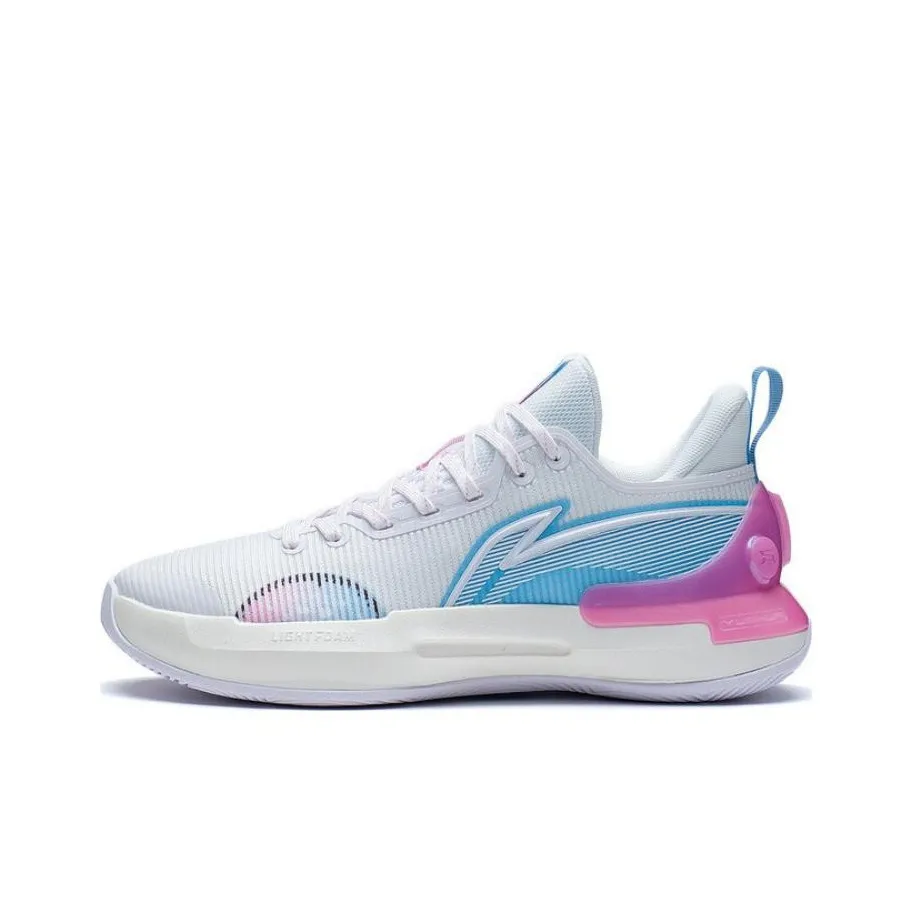 LiNing YuShuai Retro South Beach Anti-Slip Wear-Resistant Low-Top Basketball Shoes White Blue Pink
