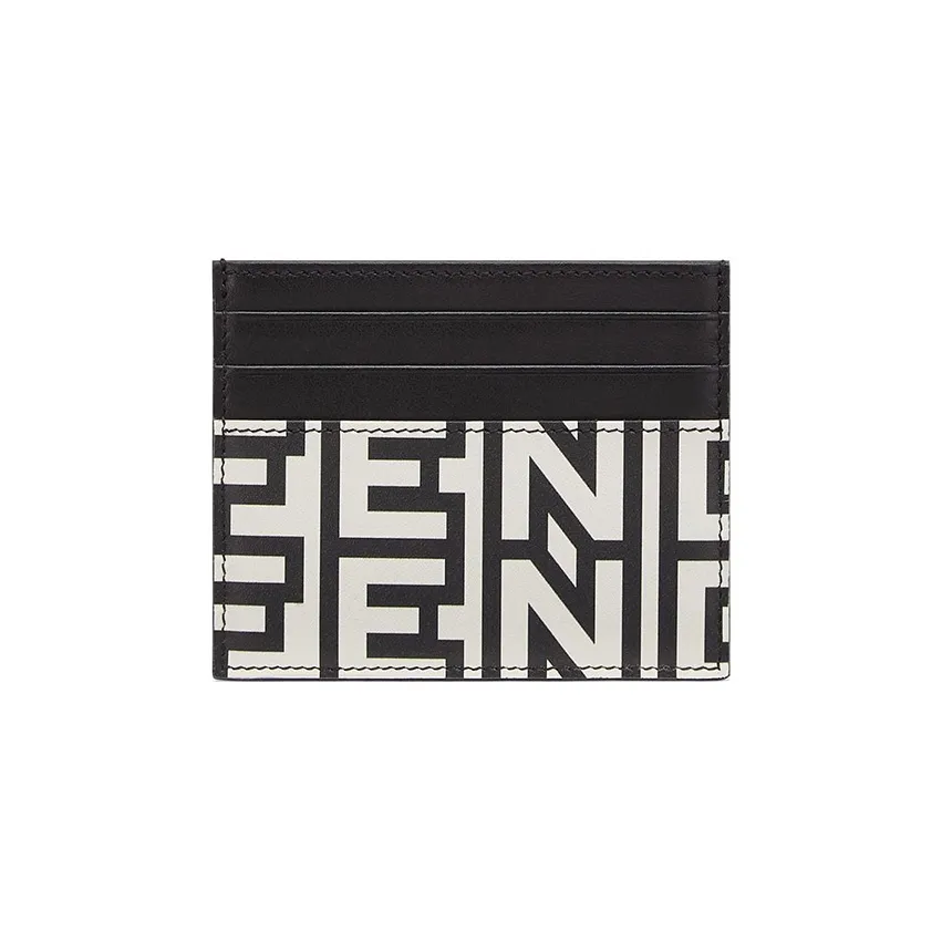 FENDI Коровья кожа Держатель для карт Унисекс Черный Белый