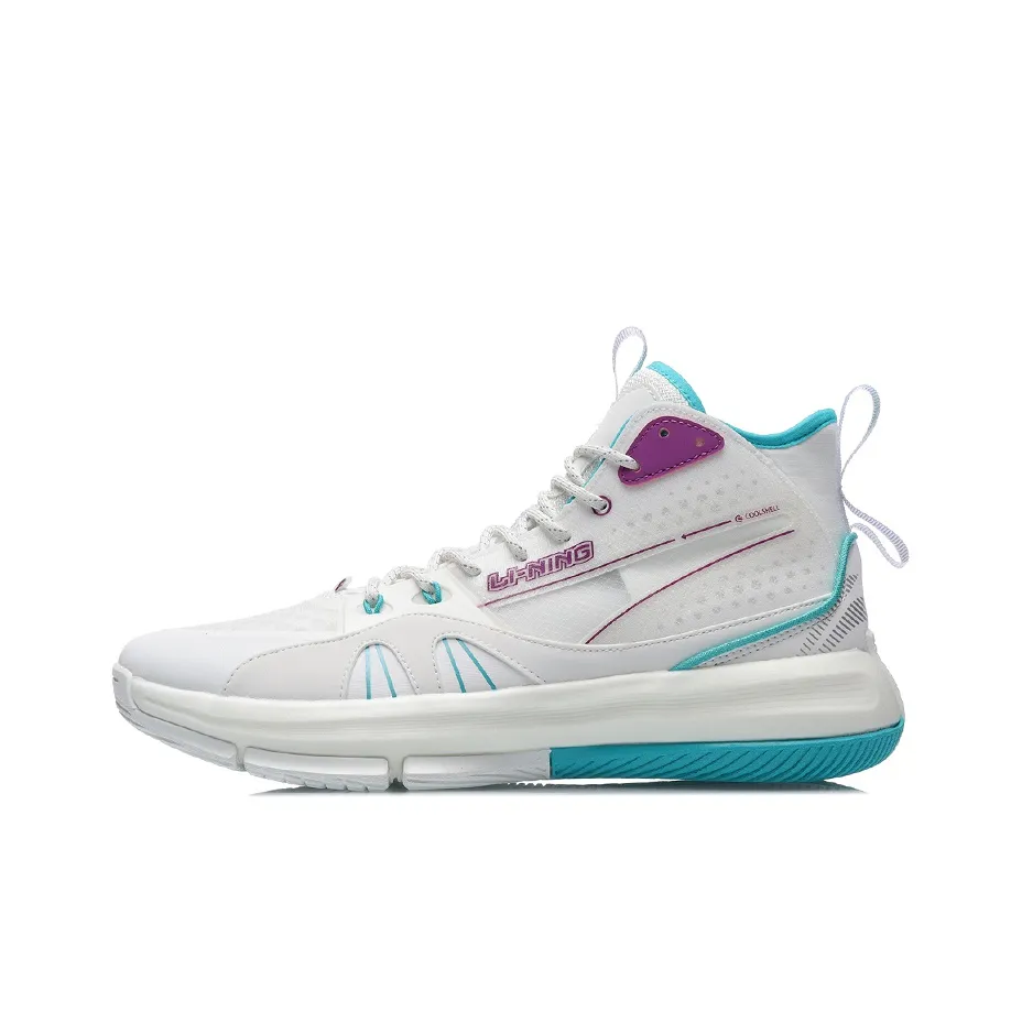 LiNing 937 Амортизаторы Противоскользящие Устойчивые к износу Высокий Топ Баскетбольные Кроссовки Унисекс Белый