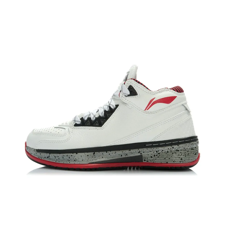 LINING WOW 2 Basketball Shoes Men's Mid top White Black Gray