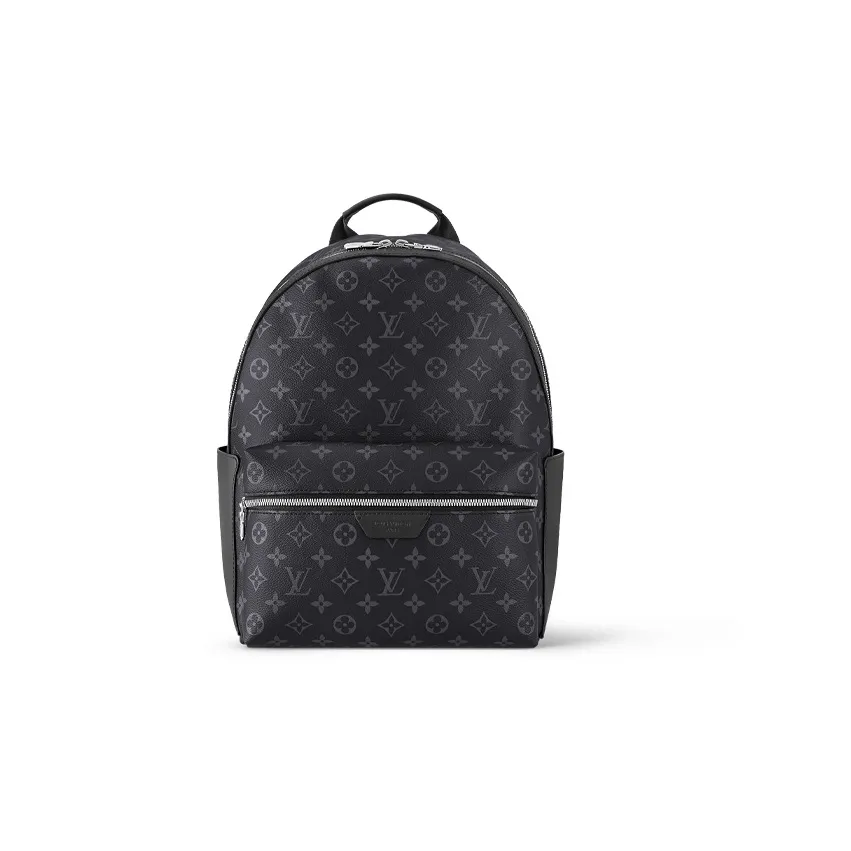 LOUIS VUITTON Discovery Coated Canvas Cow Leather Patchwork Trim Backpack Small Size Men's Black